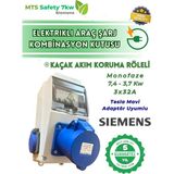 MTSevcharger 7.4 Kw 3/32A Siemens TİP A Kaçak Akım Roleli Tesla Blue Mavi Adaptör Uyumlu Halojen Free Yanmaz Taşınabilir Elektrikli Araç Şarj Cihazı Kombinasyon Kutusu 7kw