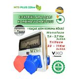 Mtsevcharger Viko/Panasonic Elektrikli Araç Kombinasyon Kutusu V’ko Sigorta 5X32a + 3X32a + 1X16a 22Kw Trifaze 7Kw Monofaze