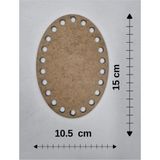 Mu Art Ahşap Ahşap 15X10,5 cm 1 Ad Oval Tepsi Örgü Plakası Supla Delikli Altlık Tığ Taban Işi Sepet Tabanı - 15 cm