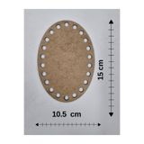 Mu Art Ahşap Ahşap 15x10,5 Cm 1 Ad Oval Tepsi Örgü Plakası Supla Delikli Altlık Tığ Taban İşi Sepet Tabanı