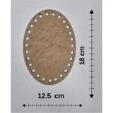 Mu Art Ahşap Ahşap 18X12,5 cm 1 Ad Oval Tepsi Örgü Plakası Supla Delikli Altlık Tığ Taban Işi Sepet Tabanı - 18 cm