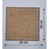 Mu Art Ahşap Ahşap 18X18 cm 1 Adet Tepsi Örgü Plakası Supla Delikli Altlık Tığ Taban Işi Sepet Tabanı - 18 cm x 18 cm