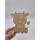 Mu Art Ahşap Ahşap Boyanabilir Bebek Hayvanlar Inek Figürü Eğitici Aktivite ve Boyama Seti 15 cm (3mm Ham Mdf) NO20