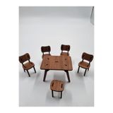 Mu Art Ahşap Ahşap Dekoratif Oyuncak Masa Sandalye Takımı 6&Apos;Lı Set