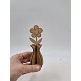 Mu Art Ahşap Vazolu Birli Çiçek Ahşap Oyuncak 3D Aktivite Karne Hediyesi Yaz Okulu Kreş Anaokulu - 14 cm x 5 cm
