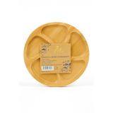 Mu Bambu Bölmeli Servis Tabağı, Doğal Ahşap, 24x2.1 cm, Atıştırmalık Kuruyemiş Meze Sunum Tabağı