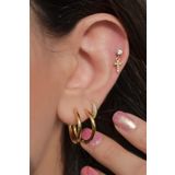 Mu Minamu Zirkon Taşlı Haç Model Piercing Helix Tragus Gold Renkli