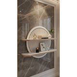 Muall Collection İKİ GÖZLÜ YUVARLAK DEKORATİF DUVAR RAFI, BAHARAT,KAKTÜS, BİBLO,SAKSI