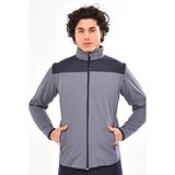 Mualta Unisex Outdoor Çıkma Kollu Lacivert Robalı Softshell Mont - Su Geçirmez Mont - Gri