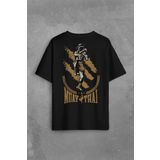 Muay Thai MuayThai Kick Boks Boxing Uzak Doğu Sırt Ön Baskılı Oversize Tişört Unisex T-Shirt