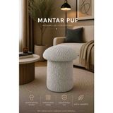 Muba Online Luxury Mantar Puf – Ithal Bukle Kumaş, Modern & Zarif - Açık Gri