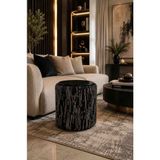 Muba Online Premium Dokuma Kumaş Puf Sehpa 40X46 cm | Modern Yuvarlak Oturma Pufu | Dekoratif - 40 x 46 cm - Siyah - Gold