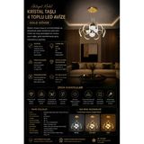 Mubeda Aydınlatma Ahtapot Model Kristal Taşlı 4 Toplu Led Avize Gold – 3 Renk Aydınlatma