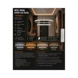 Mubeda Aydınlatma İkili Oval Krom Led Avize - 4 Renk Aydınlatma Seçeneği (Kumandalı)