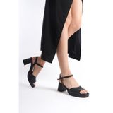 Mubiano Collection Kadın Topuklu Hakiki Deri Sandalet Siyah -mcbrg5517-s, 39
