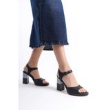 Mubiano Collection Kadın Topuklu Hakiki Deri Sandalet Siyah -mcrgn532-s, 36