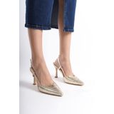 Mubiano Collection Kadın Topuklu Hakiki Deri Stiletto & Ayakkabı Dore -mcbrg5738-dr