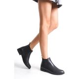 Mubiano Collection Mubiano Hakiki Deri Collection Kadın Lastik Detaylı Kısa Bot&Bootie Siyah - MCSDT036 - S - 40