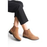 Mubiano Collection Mubiano Hakiki Deri Collection Kadın Lastik Detaylı Kısa Süet Bot&Bootie Taba - MCSDT036 - TB - 39