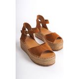 Mubiano Collection Mubiano Hakiki Deri Collection Kadın Süet Platform Espadril Taba -MCRGN290-TB