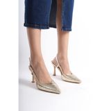 Mubiano Collection Mubiano Hakiki Deri Collection Kadın Topuklu Stiletto & Ayakkabı Dore -MCBRG5738-DR - 37