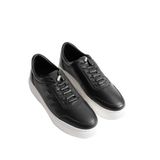 mubiano Eryon Erkek Siyah Hakiki Deri Casual Sneaker Lastik Detaylı Ayakkabı, 42