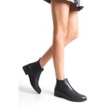 Mubiano Hakiki Deri Collection Kadın Lastik Detaylı Kısa Bot&Bootie Siyah - MCSDT036 - S