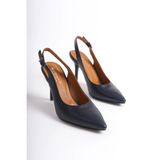 Mubiano Hakiki Deri Collection Kadın Topuklu Stiletto & Ayakkabı Lacivert -MCALM433-LCV