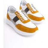 Mubiano Hakiki Deri Erkek Spor Ayakkabı & Sneaker Camel/Beyaz -MBKNT-CMLB - Camel - Beyaz