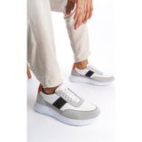 Mubiano Hakiki Deri Erkek Spor Ayakkabı & Sneaker Gri/Beyaz -MBKNT-GRB - Gri - Beyaz
