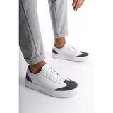 Mubiano Hakiki Deri Erkek Spor Ayakkabı & Sneaker Gri/Beyaz -MBKRY506-GRB