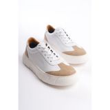 Mubiano Hakiki Deri Erkek Spor Ayakkabı & Sneaker Nude/Beyaz -MBKRY506-NB, 42