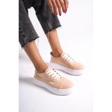 Mubiano Hakiki Deri MB6304-PR Kadın Kalın Taban Pudra Rugan Sneaker & Spor Ayakkabı, 37