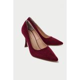 Mubiano Hakiki Deri MB970-BRD Kadın İnce 9 cm Topuklu Bordo Süet Stiletto & Topuklu Ayakkabı - 40