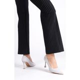 Mubiano Hakiki Deri MB970-GR Kadın İnce 9 cm Topuklu Gri Süet Stiletto & Topuklu Ayakkabı - 41