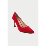 Mubiano Hakiki Deri MB970-KR Kadın İnce 9 cm Topuklu Kırmızı Süet Stiletto & Topuklu Ayakkabı