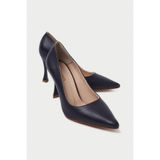 Mubiano Hakiki Deri MB971-LCV Kadın İnce 9 cm Topuklu Lacivert Stiletto & Topuklu Ayakkabı - 41