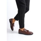 Mubiano Hakiki Deri MBD100-TB Taba Püsküllü Erkek Spor Ayakkabı & Loafer, 44