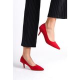 Mubiano Hakiki Deri MBHRNS977-KR Kadın Süet İnce 6 cm Topuklu Kırmızı Stiletto & Topuklu Ayakkabı
