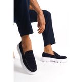 Mubiano Hakiki Deri MBKRY109-LCV Erkek Kuşak Detay Lacivert Loafer, 40