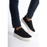 Mubiano Hakiki Deri MBNBKM3-S Erkek Nubuk Siyah Sneaker & Spor Ayakkabı - 40