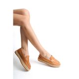 Mubiano Hakiki Deri MBSVK23A001-TB Kadın Taba Espadril & Babet - 36