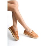 Mubiano Hakiki Deri MBSVK23A001-TB Kadın Taba Espadril & Babet - 38