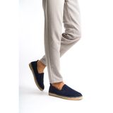 Mubiano Hakiki Deri Summer Erkek Jüt Taban Lacivert Süet Espadril & Loafer -MSSR1120-LCV