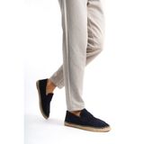Mubiano Hakiki Deri Summer Erkek Jüt Taban Lacivert Süet Espadril & Loafer -MSSR1274-LCV