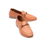 Mubiano Kadın Hakiki Deri Babet Metal Aksesuar Detaylı Loafer Felina Taba, 36