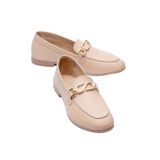Mubiano Kadın Hakiki Deri Babet Metal Aksesuar Detaylı Loafer Sorina Nude, 36