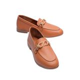Mubiano Kadın Hakiki Deri Babet Metal Aksesuar Detaylı Loafer Sorina Taba, 38