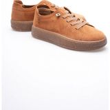 Mubiano Kadın Hakiki Süet Sneaker Comfort Tabanlı Lastik Bağcıklı Günlük Ayakkabı Taba Navel - 36