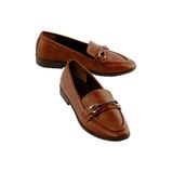 Mubiano Kadın Loafer Gold Tokalı Günlük Ayakkabı Elio Taba, 36